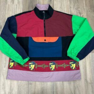 Brain Dead x Gotcha Multicolor Nylon Half Zip Pullover Windbreaker Jacket XL